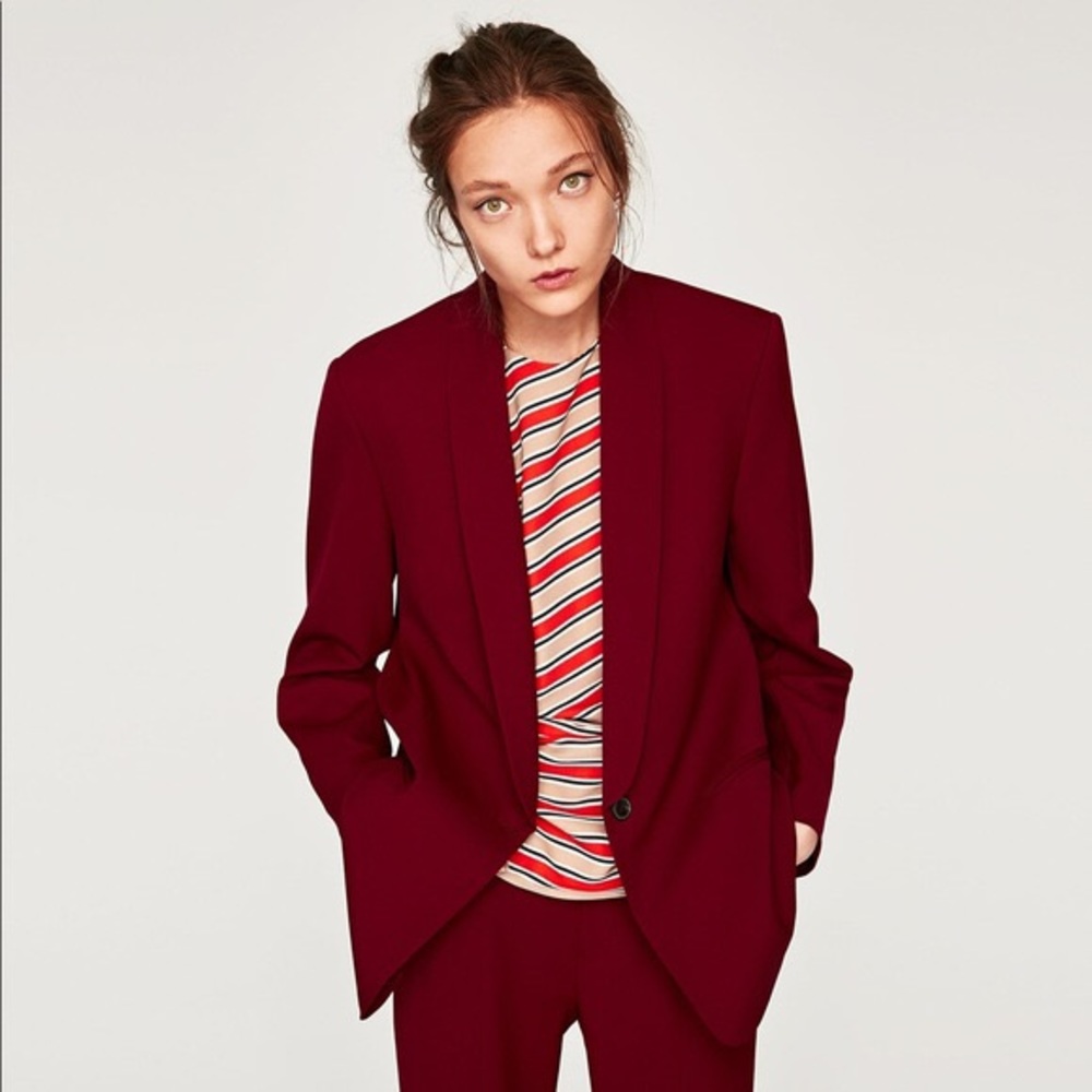 Zara Burgundy Oversized Blazer